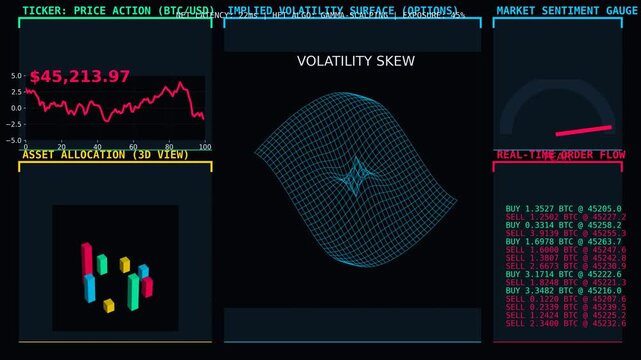Financial Data Visualization Dashboard Showing Crypto Volatility and Trading Signals