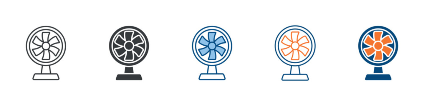 Electric Fan Icon Set Multiple Style Collection 