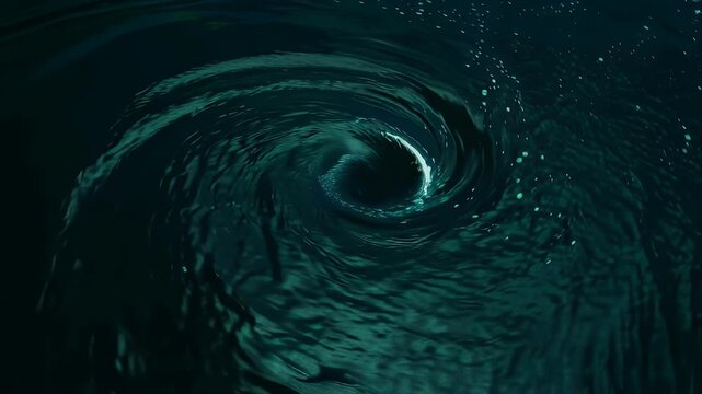 Dark Ocean Whirlpool Swirling Water Vortex.