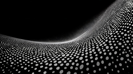 Black background with a flowing wave of white dots