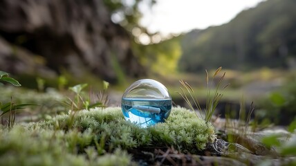 Tree Inside Glass Sphere Symbolizing Environmental Protection and Sustainability. made with generative Ai