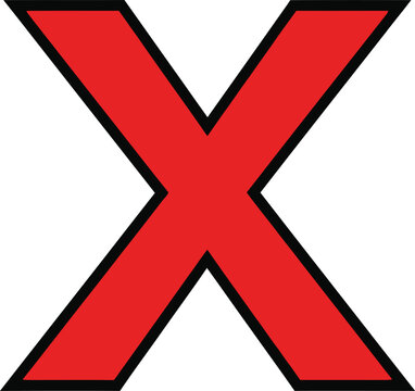 Bold Red X Symbol on Transparent Background for Design