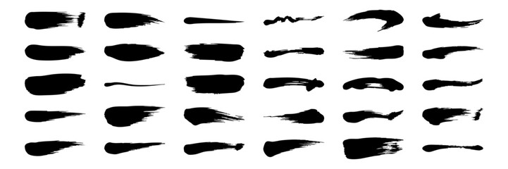 Chinese brush strokes collection. set of black ink brush strokes grunge vector elements