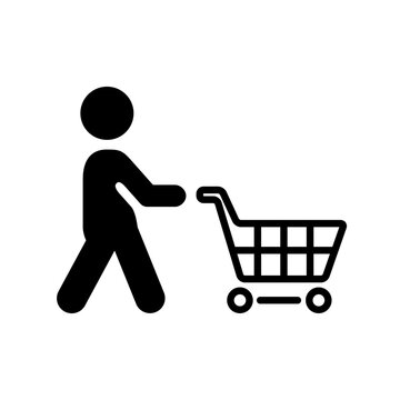 ショッピングカートをおしている人のアイコン