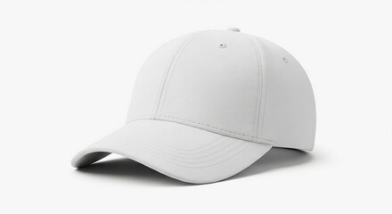 Fototapeta premium White Baseball Cap: A pristine, plain white baseball cap, minimalist and versatile, perfect for fashion, casual wear, and personal expression.
