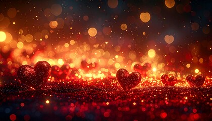 A bright red heart shape of burning fire and flames shines against a dark night backdrop as a shiny holiday illustration for a Christmas or Valentine celebration card design