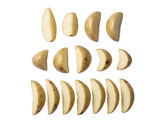 Collection of various moon phases isolated on transparent background