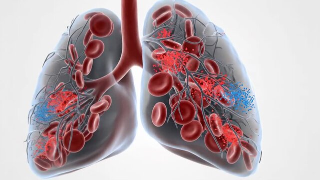 High-end 3D CGI Octane Render of Human Capillaries with Blood Cells