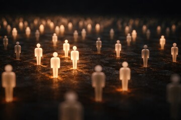 A Mesmerizing Display of Illuminated Figures in a Dark Space Highlighting Connection and Presence Amongst Shadows