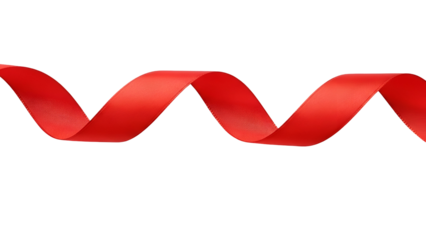 Red ribbon waving on white background