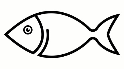Fish Outline Icon Vector &ndash; Minimal Black and White Marine Symbol for Aquatic Life, Seafood, Nature, Education, Signage, and Graphic Design Projects