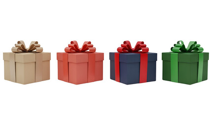Fototapeta premium Four colorful gift boxes with ribbons and bows