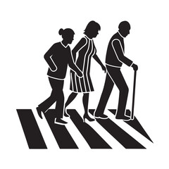 Family Helping Elderly Cross Street Safely