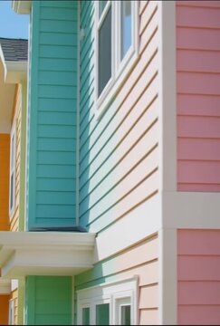 Colorful Houses Exterior View with Siding.