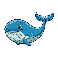 Fototapeta premium A funny cartoon shark swimming in the blue ocean with playful waves