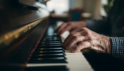 Obraz premium Elderly Male Playing Piano