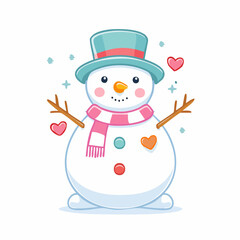 Adorable pastel snowman icons ideal for February winter graphics