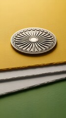 Ashoka Chakra Emblem on Indian Flag Colors Representing Republic Day.