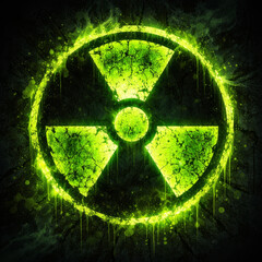 Green Toxic Radiation Symbol (Grunge Style)