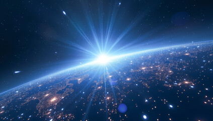 digital planet earth view from space abstract background