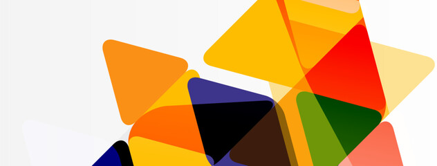 Obraz premium Abstract geometric shapes overlap, creating vibrant color blocks. Orange, yellow, red, green dominate composition. Minimalist design.
