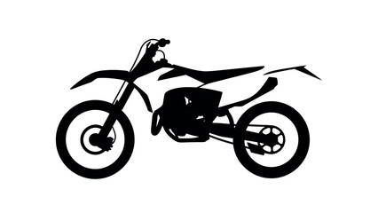Fototapeta premium Silhouette of a Motocross: A detailed silhouette of a motocross bike, emphasizing its powerful form and dynamic design, perfectly embodying the spirit of adventure and speed.