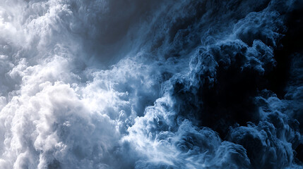 Dark Blue and White Turbulent Cloud Formation Abstract