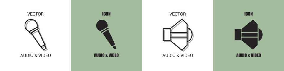 Audio and video icon line. Audio and video vector illustration.
