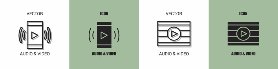 Audio and video icon line. Audio and video vector illustration.