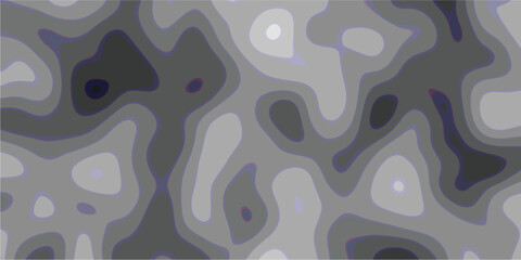 Abstract topographic contour map with smooth flowing lines in shades of gray and purple, representing elevation changes and terrain variations in a stylized digital art background © Jobless 