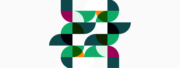 Abstract geometric pattern. Overlapping circles create leafy shapes, vibrant greens dominate design. Modern, clean aesthetic.