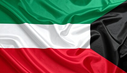 Kuwait National Flag &ndash; Green, White, and Red Stripes with Black Trapezoid Symbolizing Arab Unity and Sovereignty