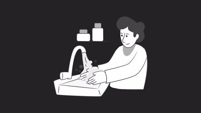 Hand washing 2D Motion Graphics Animation Alpha channel