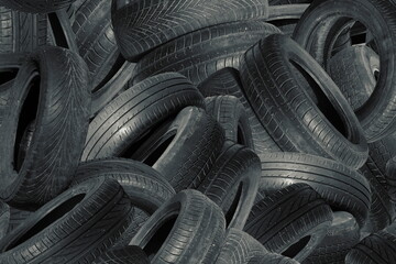 old worn damaged tire as pattern of damaged tire for advertising tire shop or car tire shop