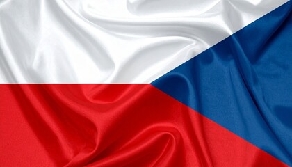 Czech Republic National Flag with White and Red Horizontal Stripes and Blue Triangle from Hoist Side