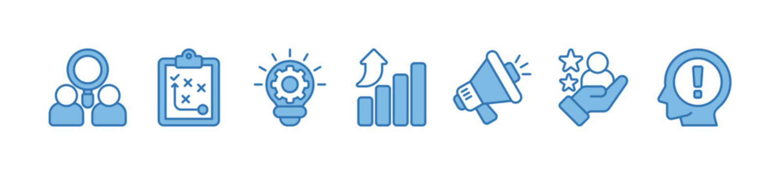 Brand banner web icon vector illustration concept with target market, strategy, innovation, marketing, advertising, customer and awareness icons.
