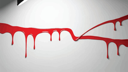 Red blood dripping effect on white background