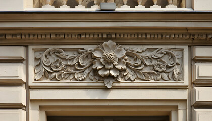Obraz premium Decorative Floral Stone Molding Detail on Classical Building Facade