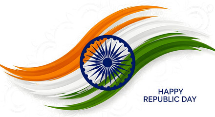 Happy republic day india celebration with tricolor flag design