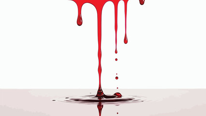 Red blood dripping effect on white background
