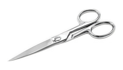 Obraz premium Shiny metal scissors isolated on a transparent background