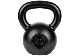 Black kettlebell weight with handle isolated on transparent background