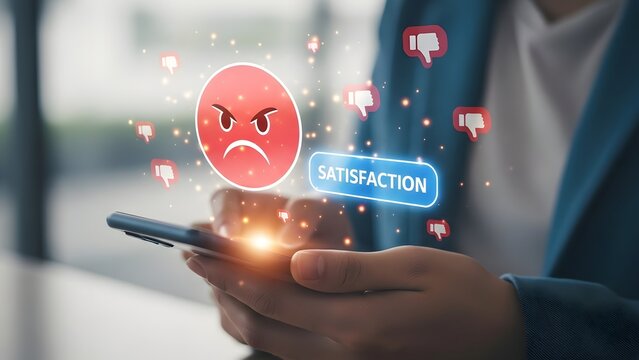 Negative feedback and dissatisfaction expressed through social media on a smartphone