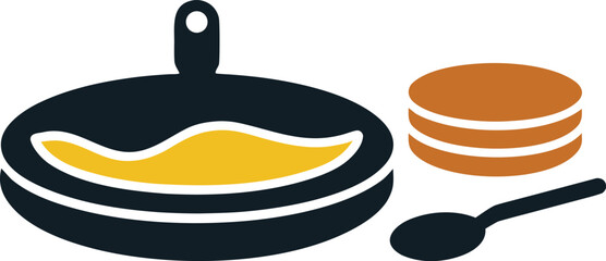 Pancake in pan flat design