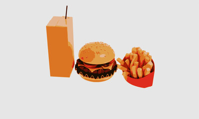 3D illustration - A hamburger menu for a single person.