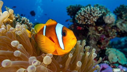 Clownfish in Anemone - A Vibrant Underwater Scene.