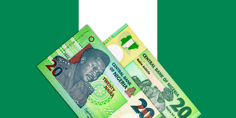 20 Naira Nigeria with portrait of General Murtala Muhammed. New polymer money of Nigeria