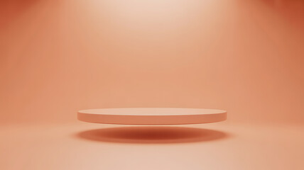 Floating orange round podium on pastel background for product display 3d rendering studio scene with empty space for cosmetic showcase presentation and marketing advertisement concept