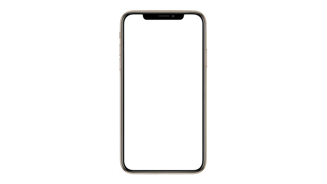 Gold smartphone PNG isolated on transparent background, modern mobile phone mockup for app design and product presentation, no background