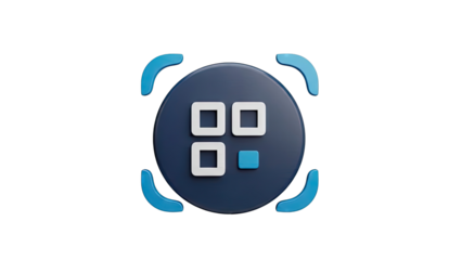 3D App Grid Icon with Scanner Beam